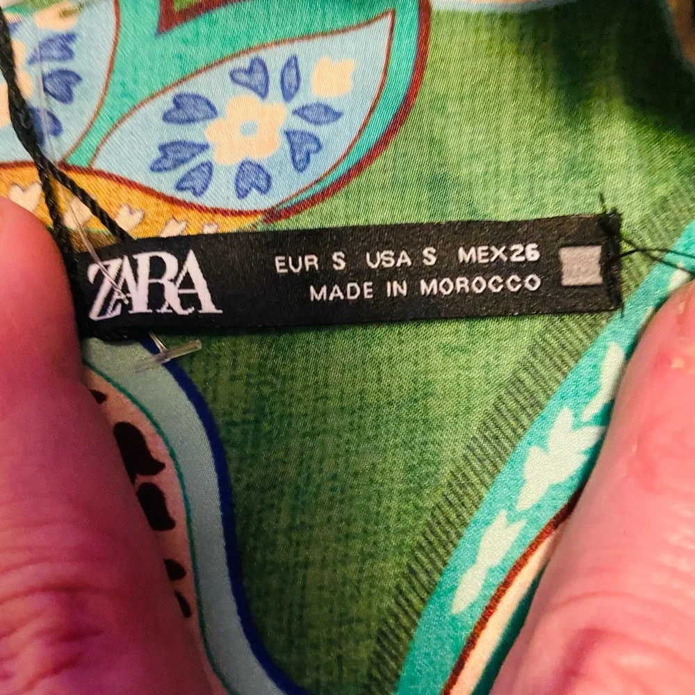 ZARA Green Paisley BOHO Belted Wide-Leg Jumpsuit Size Small NWT 🍃 - Picture 6 of 10